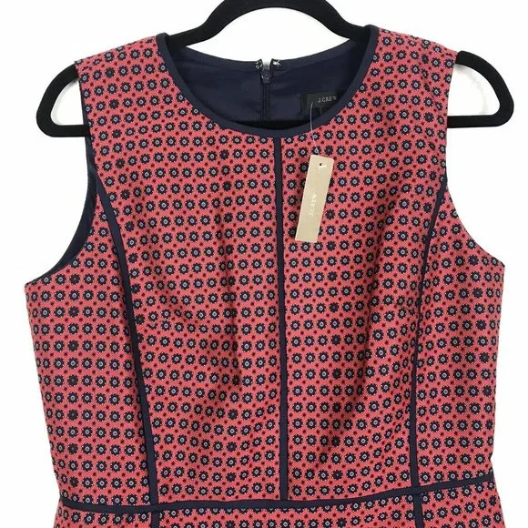 NWT J.Crew Sheath Dress Crimson Foulard Geo Print - Picture 5 of 9